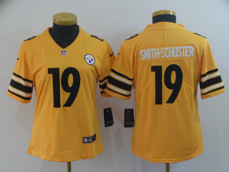Women Pittsburgh Steelers 19 Smith-Schuster yellow Nike Limited NFL Jerseys